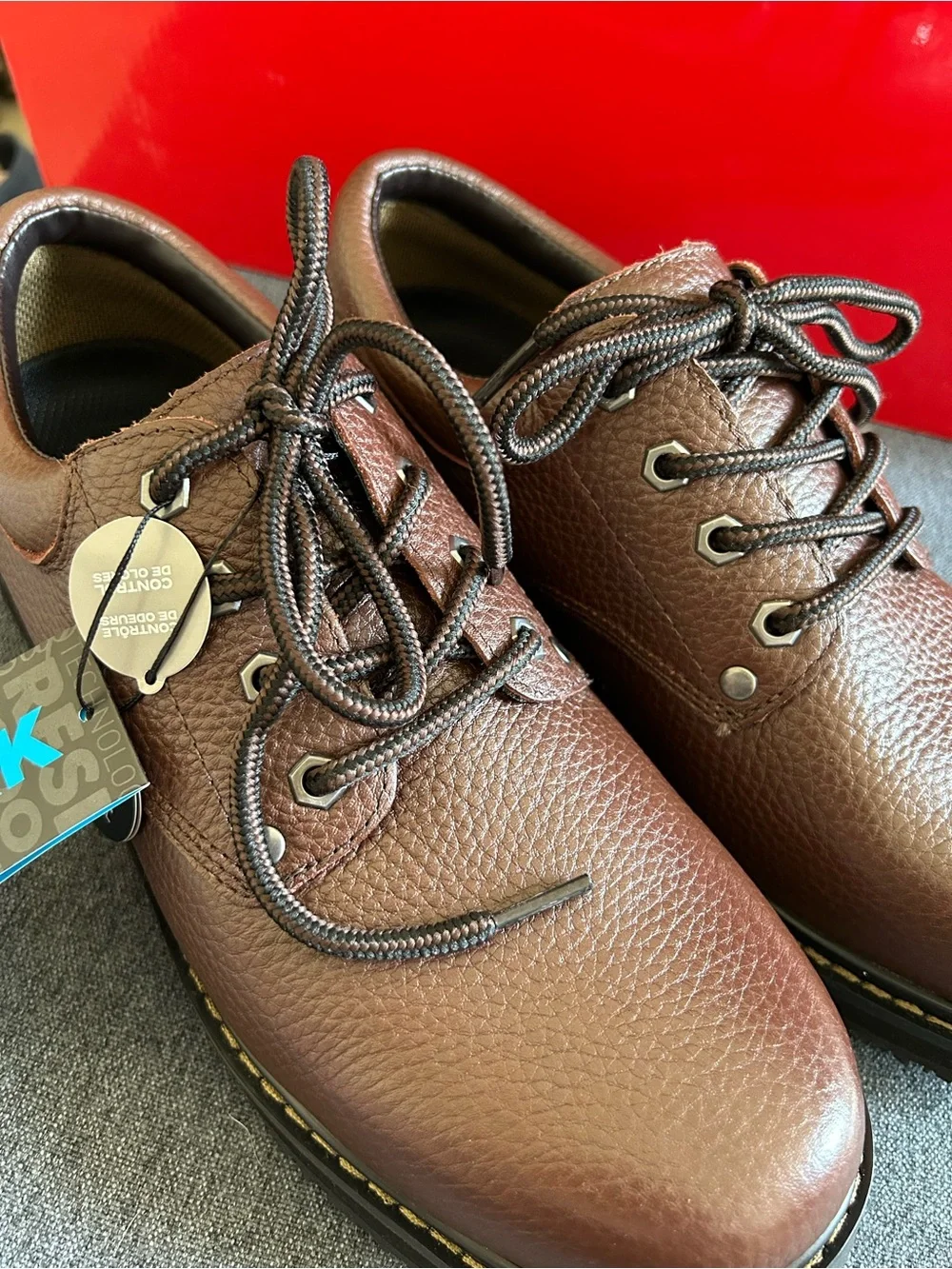 Dr scholl’s work Men's Harrington II Slip Resistant Oxford brown leather size 10